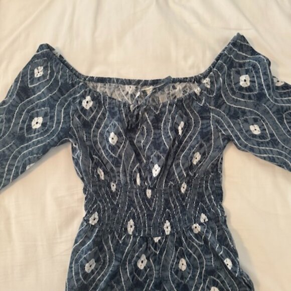 Earthbound Trading Co. Batik Blue Jumpsuit Size M - Picture 3 of 5